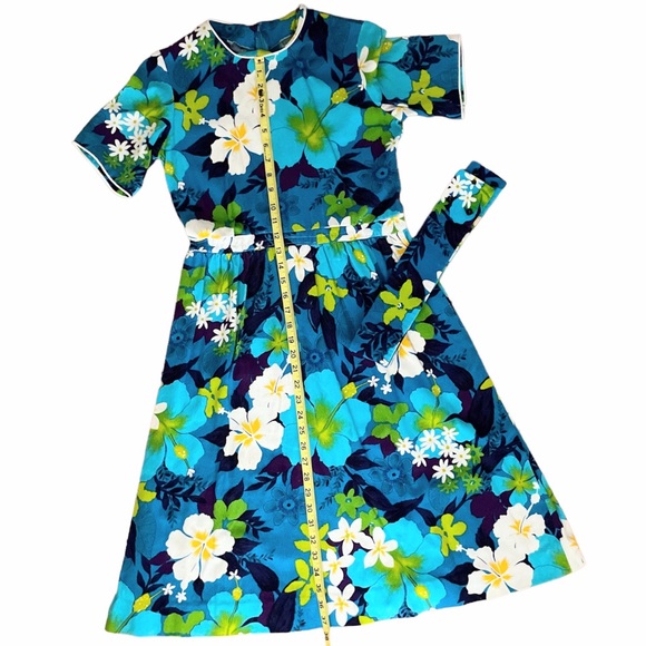 Vtg Dress Handmade Bespoke Hand Sewn Floral Crepe Cotton Summer Homemade - Picture 13 of 15